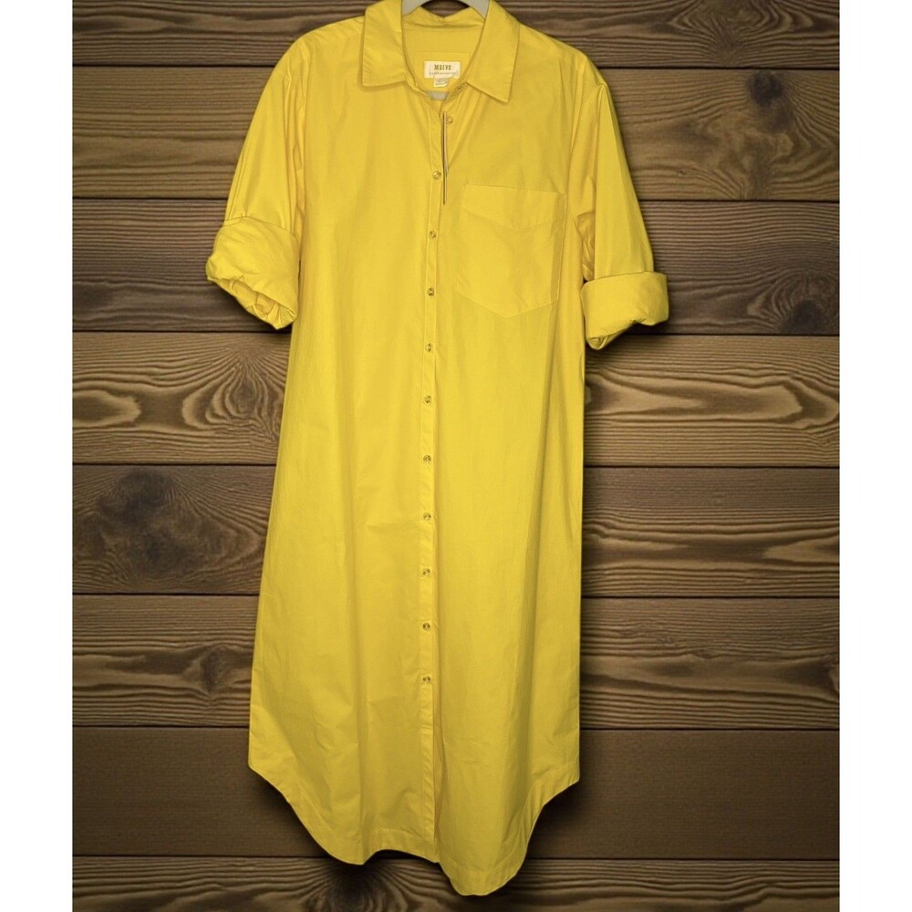 NWT Anthropologie Maeve Soren Long Sleeve Shirt Dress Yellow Bright Sz Medium